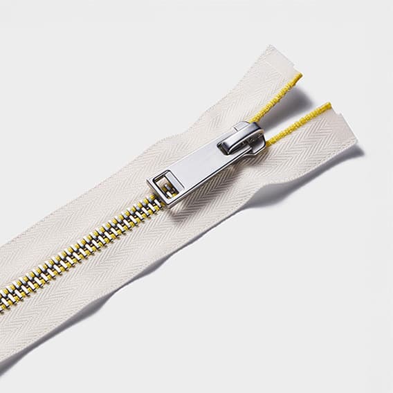 Metal V-Teeth Zipper with Ribbed Contrasting Color Tape